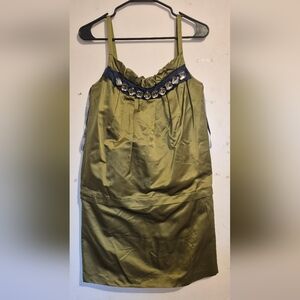 Vera Wang Olive Green Dress with Black Accents